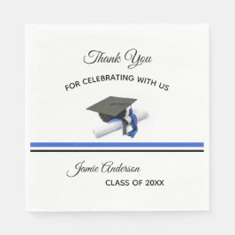 Guardanapo De Papel Boné preto e azul e etiqueta | FESTA DE FORMATURA