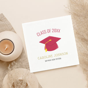 Guardanapo De Papel Boné Vermelho Moderno e Graduação de Tassel