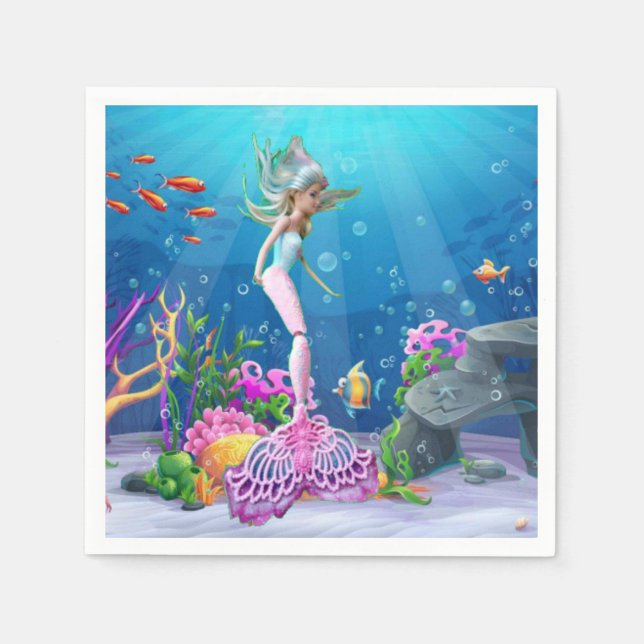 Guardanapo De Papel Boneca famosa vestida de Sereia (Frente)