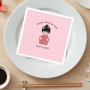 Guardanapo De Papel Boneca Kokeshi - aniversário personalizado