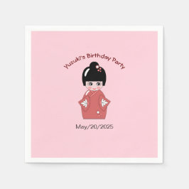 Guardanapo De Papel Boneca Kokeshi - aniversário personalizado