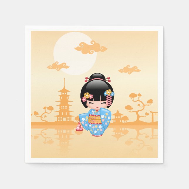 Guardanapo De Papel Boneca Maiko Kokeshi - Garota Geisha Japonesa Boni (Frente)
