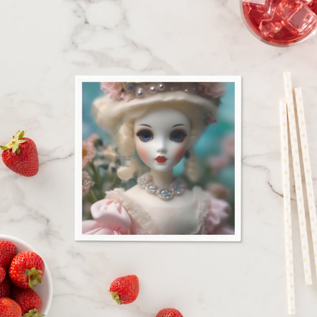 Guardanapo De Papel Boneca Vintage Azul, (Insitu)