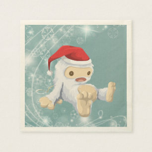 Guardanapo De Papel Boneca Yeti Natal Vestindo um Chapéu Santa