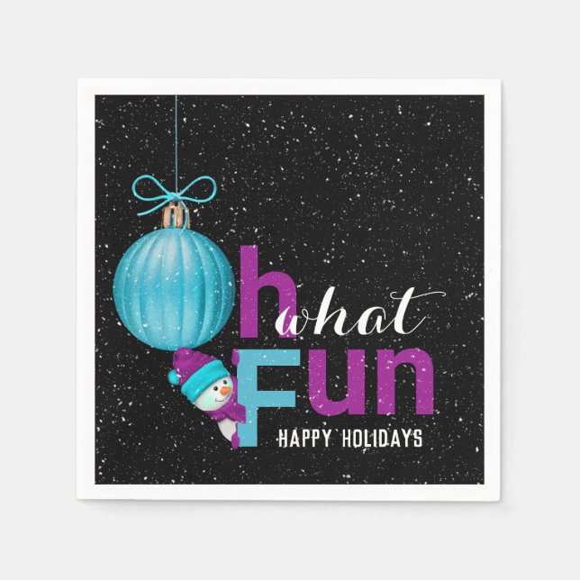 Guardanapo De Papel boneco de neve com Enfeites de natal (Frente)