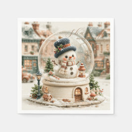 Guardanapo De Papel Boneco de Neve Fofo em Globo de Neve