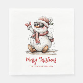 Guardanapo De Papel Boneco de Neve Óculos de Natal Alegre