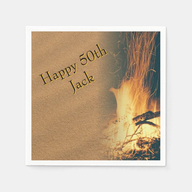 Guardanapo De Papel Bonfire Birthday Party Napkins With Text (Frente)