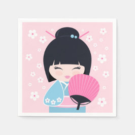 Guardanapo De Papel Bonita Boneca Kokeshi