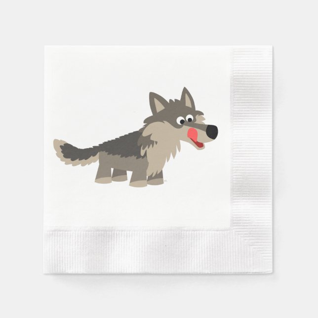 Guardanapo De Papel Bonita Cartoon Hungry Wolf Paper Napkins (Frente)