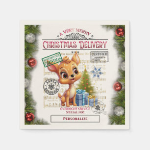 Guardanapo De Papel Bonita entrega natalícia Bebê-Reindeer Personaliza