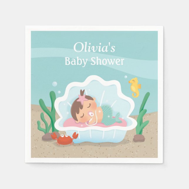 Guardanapo De Papel Bonita Festa de Chá de fraldas de Sereia Napkins (Frente)