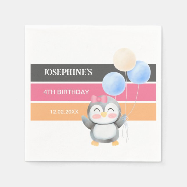 Guardanapo De Papel Bonita Garota-Balão-de-Pinguim (Frente)
