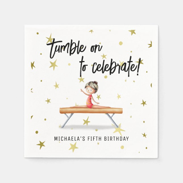 Guardanapo De Papel Bonita ginástica Equilibra Garota Beam Aniversário (Frente)