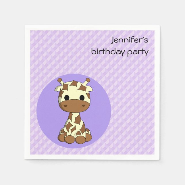 Guardanapo De Papel Bonita girafa kawaii desenho animado (Frente)