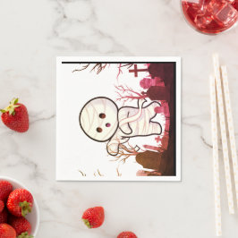 Guardanapo De Papel Bonita múmia de Halloween em Spooky Graveyard - En