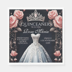 Guardanapo De Papel Bonita Quinceañera Rosa
