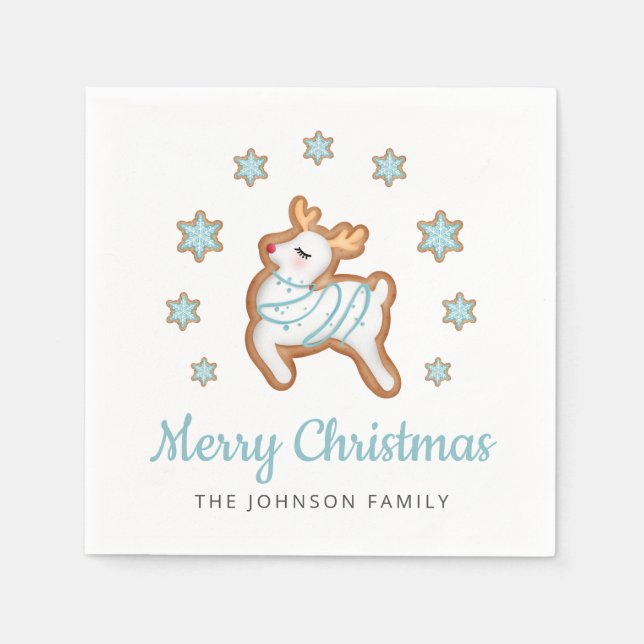 Guardanapo De Papel Bonita Reindeer Feliz Natal (Frente)