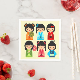 Guardanapo De Papel Bonitas bonecas japonesas Kokeshi