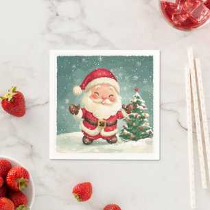 Guardanapo De Papel bonitinho santa claus cartoon snow no inverno