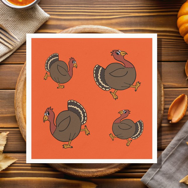 Guardanapo De Papel Bonito Ação de Graças à Turquia Papel Laranja Nápo (Fun turkey paper napkins for your Happy Thanksgiving!)
