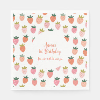 Guardanapo De Papel Bonito Aniversário de Morango Napkins