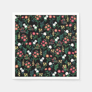 Guardanapo De Papel Bonito Aquarela Preta Floral Botânica