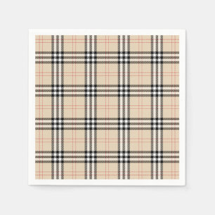 Guardanapo De Papel Bonito Beige Xadrez Tartan