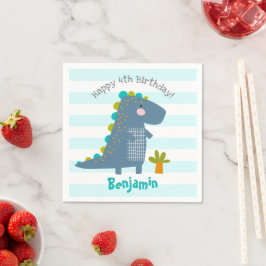 Guardanapo De Papel Bonito Blue Kawaii Dinossaur Boy Birthday