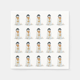 Guardanapo De Papel Bonito boneco de neve com chapéu preto estocante d