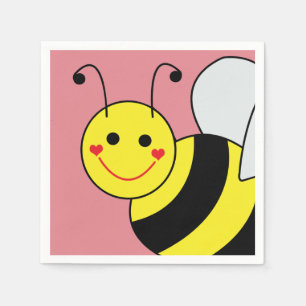 Guardanapo De Papel Bonito Bumble o rosa da abelha