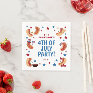 Guardanapo De Papel Bonito cachorro quente 4 de julho de papel Napkin