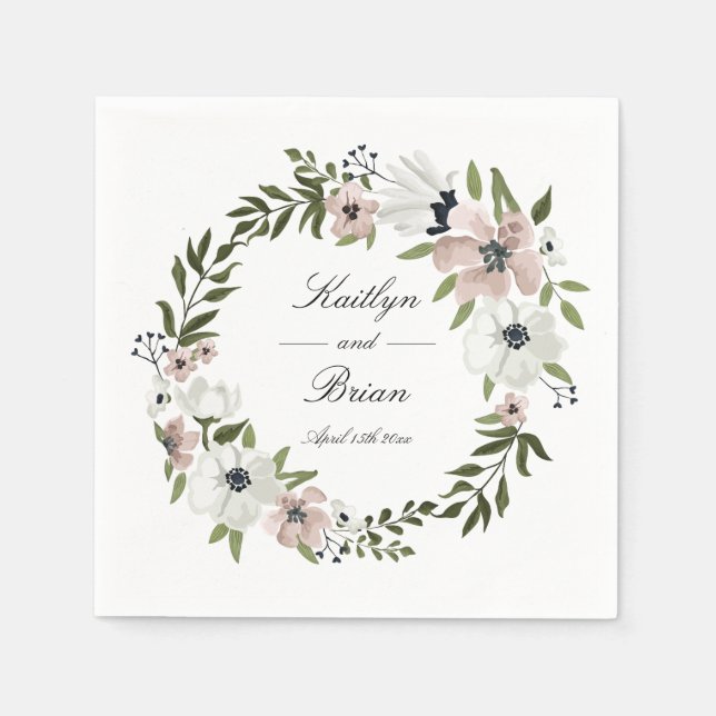 Guardanapo De Papel Bonito Casamento Floral Napkin (Frente)
