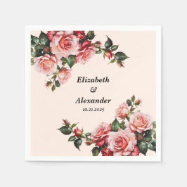 Guardanapo De Papel Bonito casamento rosa e rosa vermelha