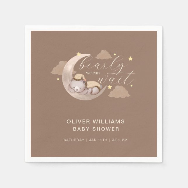 Guardanapo De Papel Bonito Castanho Esperando Um Urso Sonolento Da Est (Frente)