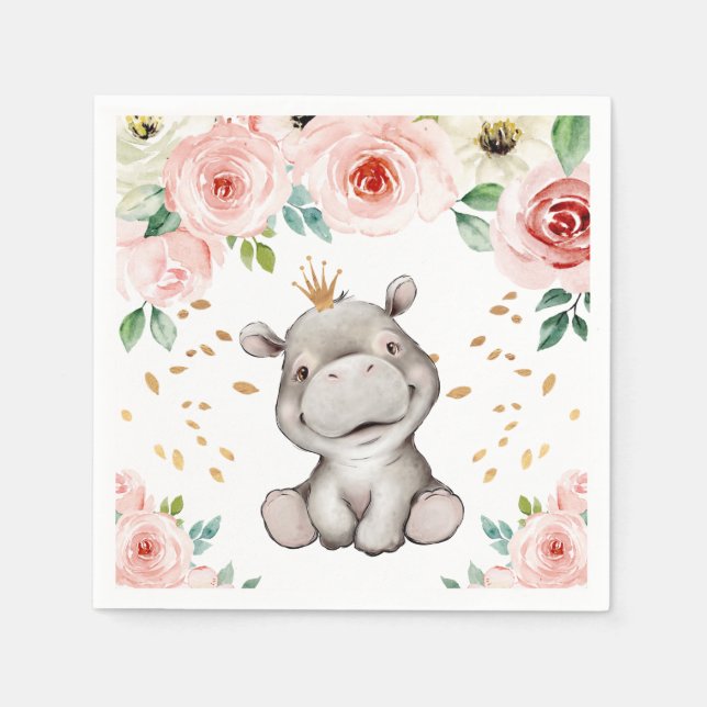 Guardanapo De Papel Bonito Chá de fraldas Hippo Napkins (Frente)