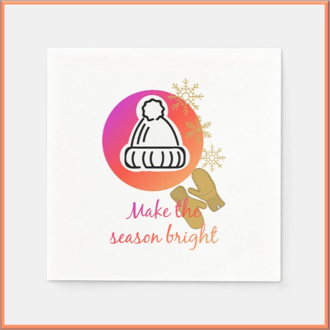 Guardanapo De Papel Bonito Chapéu e Mittens da temporada de inverno (Criador carregado)