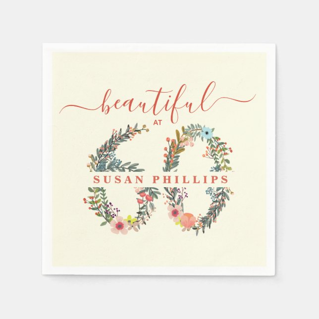 Guardanapo De Papel Bonito em 60 Festas de aniversário Napkins (Frente)