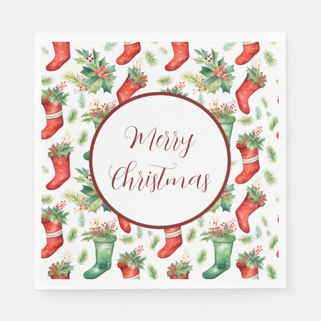 Guardanapo De Papel Bonito Existências de Cores Verdes e Vermelhos (Frente)