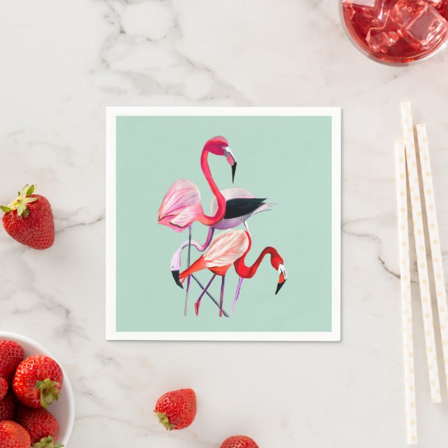 Guardanapo De Papel Bonito flamingo rosa em azul (Insitu)