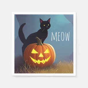 Guardanapo De Papel Bonito, Gato Negro Halloween, Aniversário Gótico