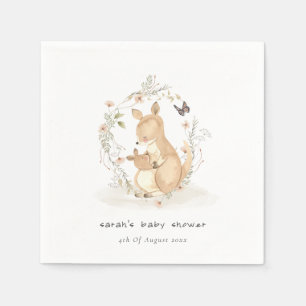 Guardanapo De Papel Bonito Joey Mama Kangaroo Floral Wreath Chá de fra