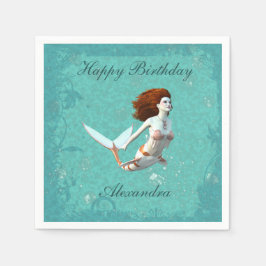 Guardanapo De Papel Bonito Koi Mermaid Nadando Submarino