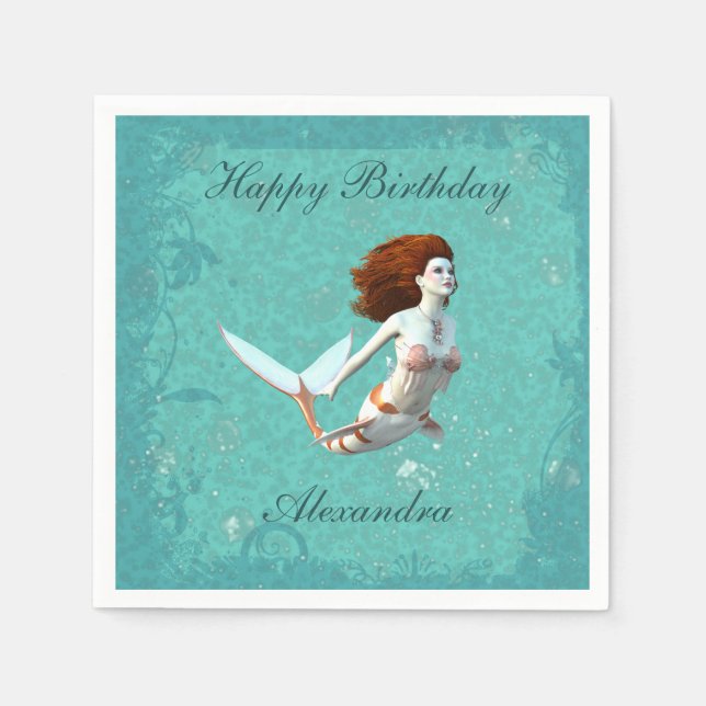 Guardanapo De Papel Bonito Koi Mermaid Nadando Submarino (Frente)