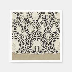 Guardanapo De Papel Bonito Linen White Lace Antique de Casamento 