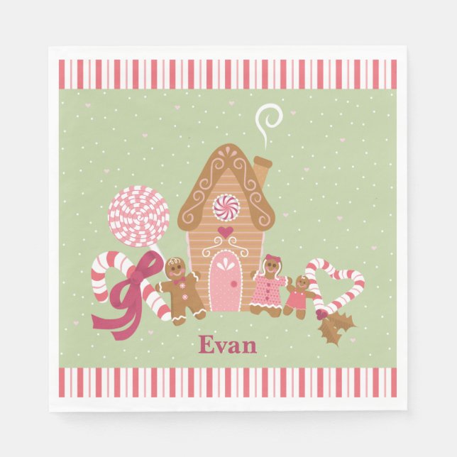 Guardanapo De Papel Bonito Mint Pink Gingercake Papel Docinho Napkin (Frente)