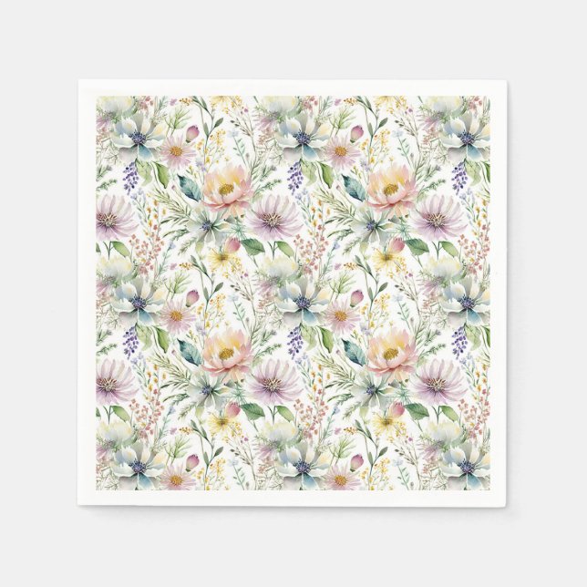 Guardanapo De Papel Bonito padrão floral pastel (Frente)