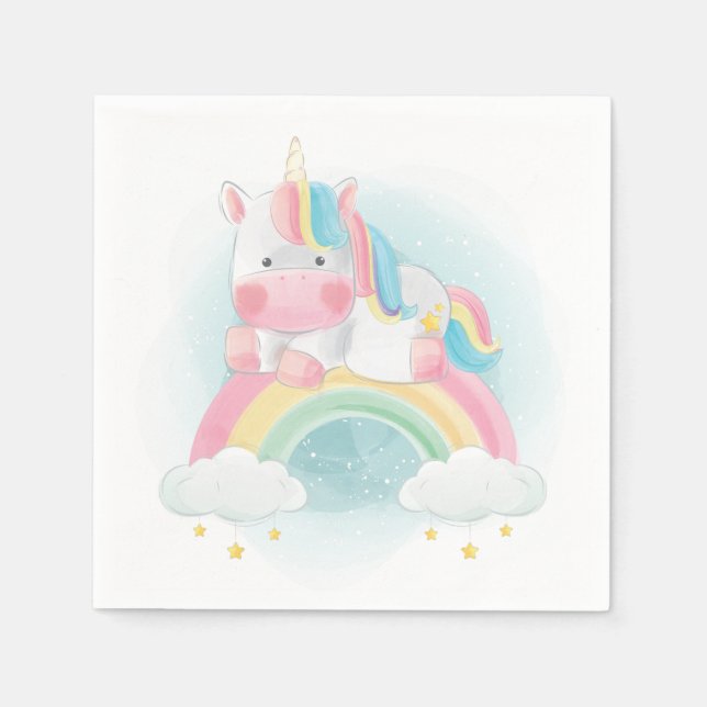 Guardanapo De Papel Bonito Pastel Unicorn (Frente)