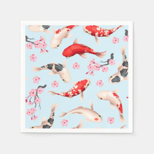Guardanapo De Papel Bonito peixe-Koi Floral japonês Napkins