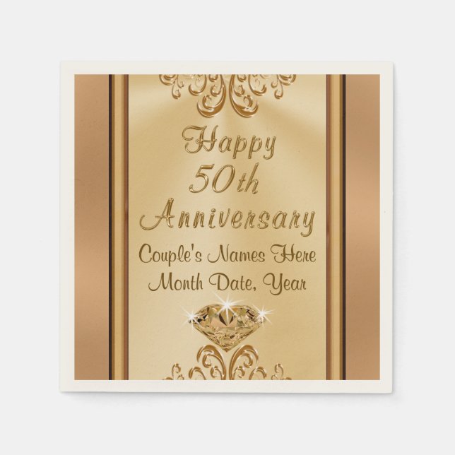Guardanapo De Papel Bonito personalizado 50º aniversário Napkins (Frente)